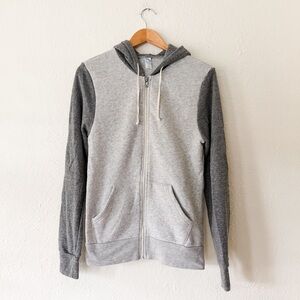 Alternative Apparel Unisex Grey Colorblock Full Zip Hoodie Sweatshirt